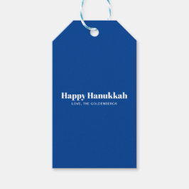 Etiqueta Para Presente Feliz Hanukkah, azul, branco, personalizado simple