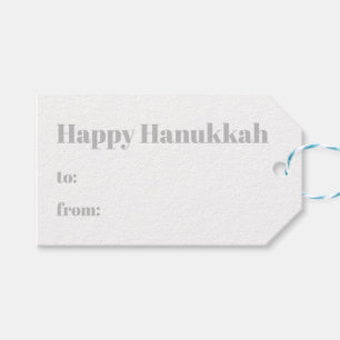 Etiqueta Para Presente Feliz Hanukkah cinza branca a moderna