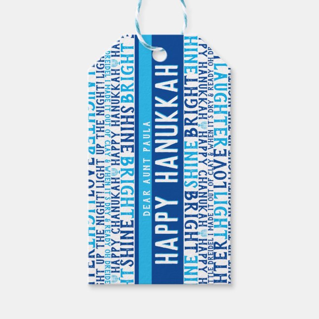 Etiqueta Para Presente Feliz Hanukkah deseja amor risada funky (Frente)