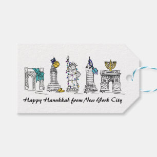 Etiqueta Para Presente Feliz Hanukkah do Feriado Judaico Nova Iorque