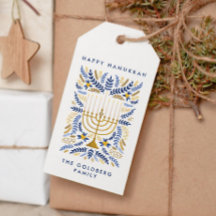 Feliz Hanukkah Festivo Watercolor Menorah FOLIAGE