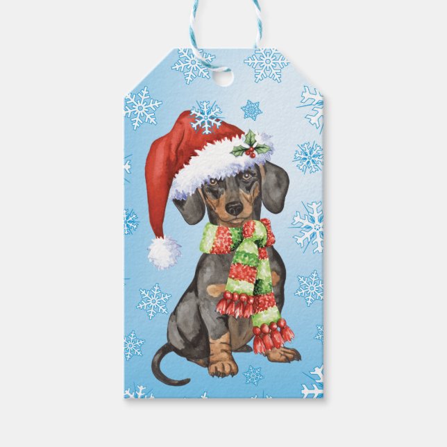 Etiqueta Para Presente Feliz Howlidays Dachshund (Frente)