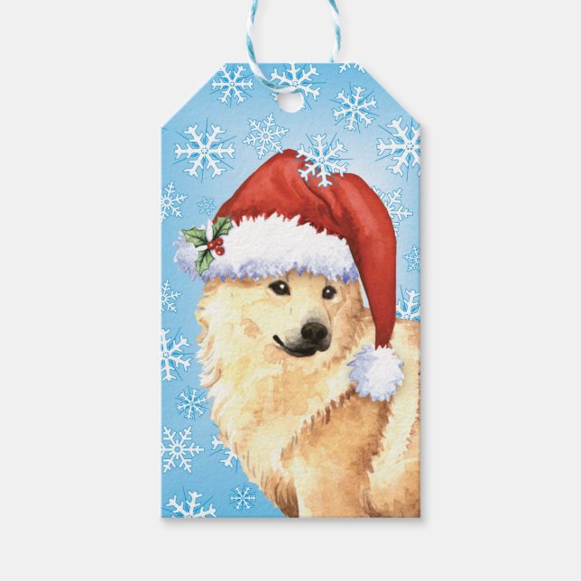 Etiqueta Para Presente Feliz Howlidays Norueguês Buhund (Frente)