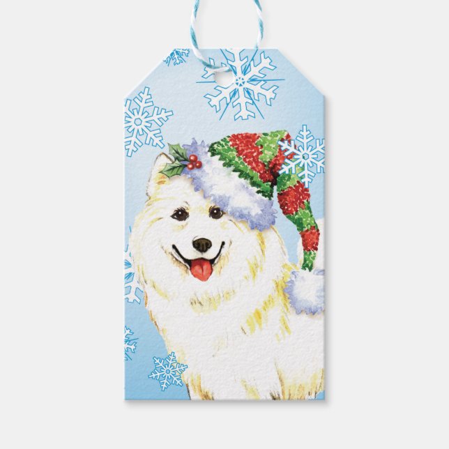 Etiqueta Para Presente Feliz Howlidays Samoyed (Frente)