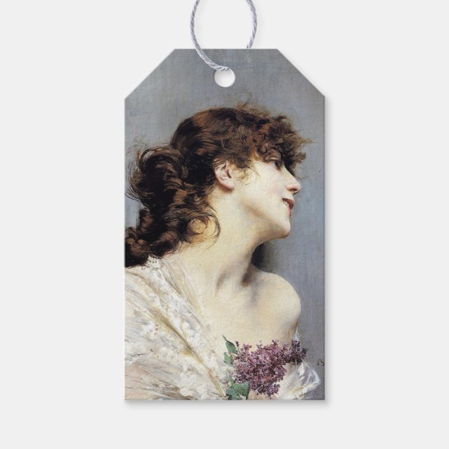 Etiqueta Para Presente Feliz jovem mulher (por Giovanni Boldini) (Frente)