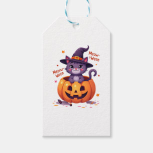 Etiqueta Para Presente Feliz Miau-a-Entre - Pumpkin de Bruxas Gatinhas - 
