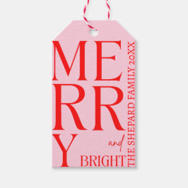 Etiqueta Para Presente feliz moderna de 2025 e Natal cor-de-rosa brilhant