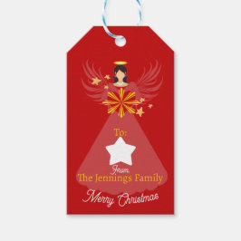 Etiqueta Para Presente Feliz Natal Anjo Vermelho Nome Personalizado De