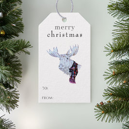 Etiqueta Para Presente Feliz Natal Aquarela Moose Simples Moderno