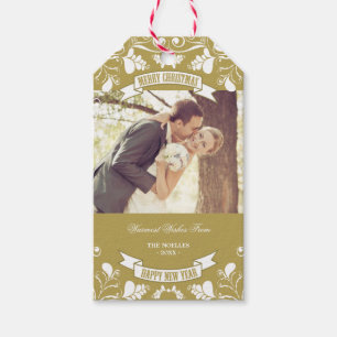 Etiqueta Para Presente Feliz Natal Art Nouveau Foto Floral Flourish