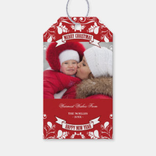 Etiqueta Para Presente Feliz Natal Art Nouveau Foto Floral Flourish