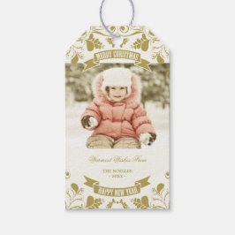 Etiqueta Para Presente Feliz Natal Art Nouveau Foto Floral Flourish