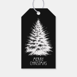 Etiqueta Para Presente Feliz Natal Árvore de Natal Branca Chic Distressed