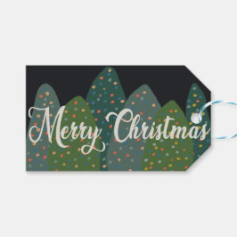 Etiqueta Para Presente Feliz Natal Árvores Verdes