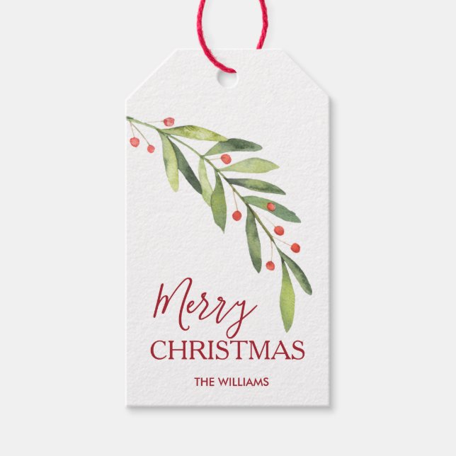 Etiqueta Para Presente Feliz Natal Azevinho e Bagas (Frente)