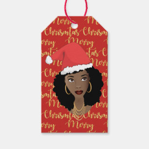 Etiqueta Para Presente Feliz Natal Beleza natural Vermelho Santa Hat