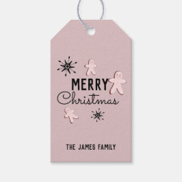 Etiqueta Para Presente Feliz Natal Biscoito Gingerpão Rosa
