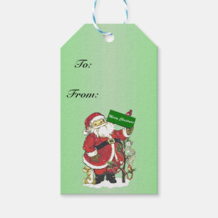 Etiqueta Para Presente Feliz Natal bonito dos animais de Papai Noel