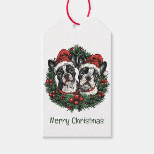 Etiqueta Para Presente Feliz Natal Boston Terrier Cães Feriados Feriados