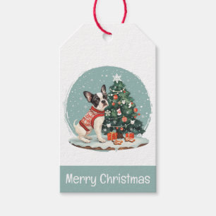 Etiqueta Para Presente Feliz Natal Boston Terrier Dog