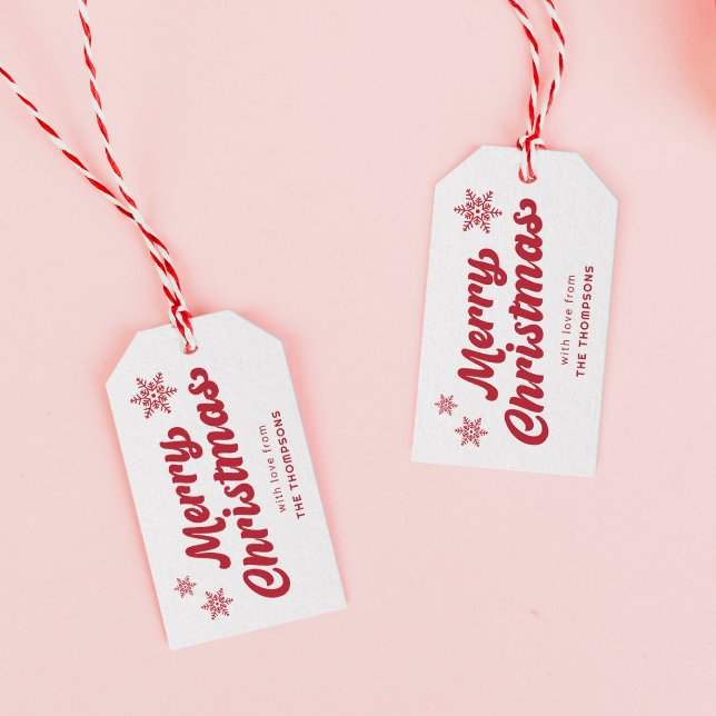 Etiqueta Para Presente Feliz Natal Branco e Vermelho (Criador carregado)