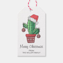 Etiqueta Para Presente Feliz Natal Cactus Com Decoração | Feriados