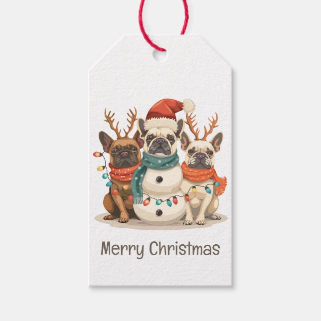 Etiqueta Para Presente Feliz Natal - Cães-Rebelde Franceses (Frente)