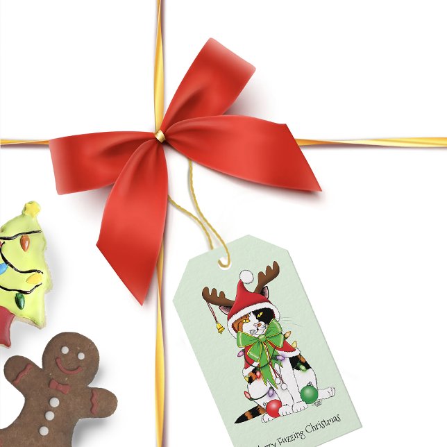 Etiqueta Para Presente Feliz Natal Calico Cat (Criador carregado)
