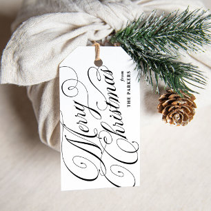 Etiqueta Para Presente Feliz Natal   Caligrafia Preta e Branca