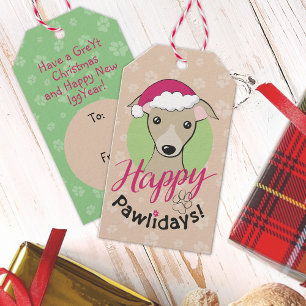 Etiqueta Para Presente Feliz Natal Cartum de Natal com um cachorro negro