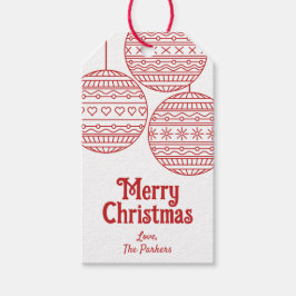 Etiqueta Para Presente Feliz Natal com bolas de Natal vermelhas