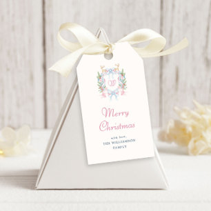 Etiqueta Para Presente Feliz Natal com Crista em Aquarela Préppy
