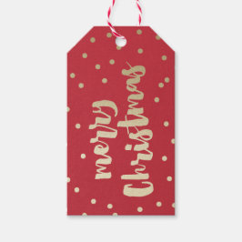 Etiqueta Para Presente Feliz Natal confete dourado e vermelho