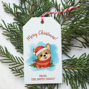 Etiqueta Para Presente Feliz Natal Corgi Fofo