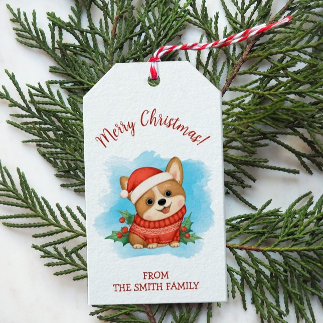 Etiqueta Para Presente Feliz Natal Corgi Fofo (Criador carregado)