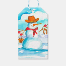 Etiqueta Para Presente Feliz Natal Cowboy Snowman