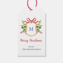 Etiqueta Para Presente Feliz Natal Crista de Monograma de Férias 