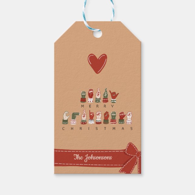 Etiqueta Para Presente Feliz Natal Custom Cozy em ASL (Frente)