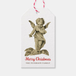 Etiqueta Para Presente Feliz Natal - Cute Vintage Cherub Angel