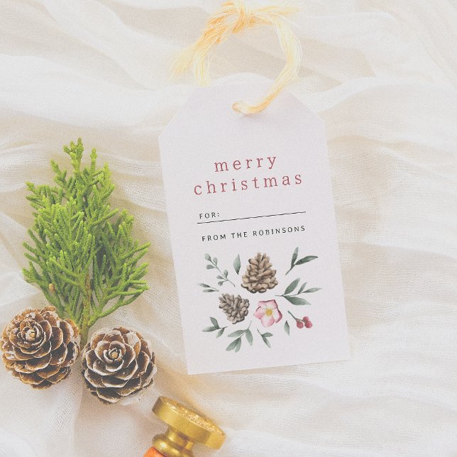 Etiqueta Para Presente Feliz Natal da Folhagem de inverno (Criador carregado)