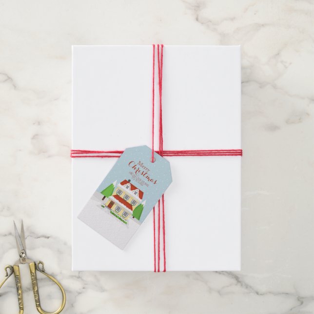 Etiqueta Para Presente Feliz Natal da nossa casa para a sua (Com cordão)