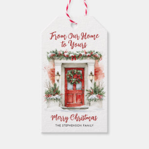 Etiqueta Para Presente Feliz Natal Da Nossa Casa Para a Sua Porta Vermelh