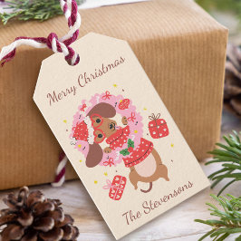 Etiqueta Para Presente Feliz Natal Dachshund Férias