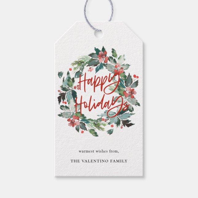 Etiqueta Para Presente Feliz Natal de Natal em Berry Botânico (Frente)