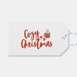 Etiqueta Para Presente Feliz Natal: Design de chocolate quente e mittens
