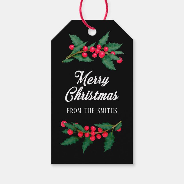 Etiqueta Para Presente Feliz Natal Do Elegante Da Família (Frente)