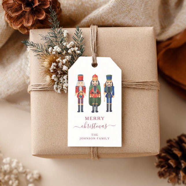 Etiqueta Para Presente Feliz Natal do Quebra-Nozes Vermelho (Cute Red Nutcracker Christmas Gift Tags)