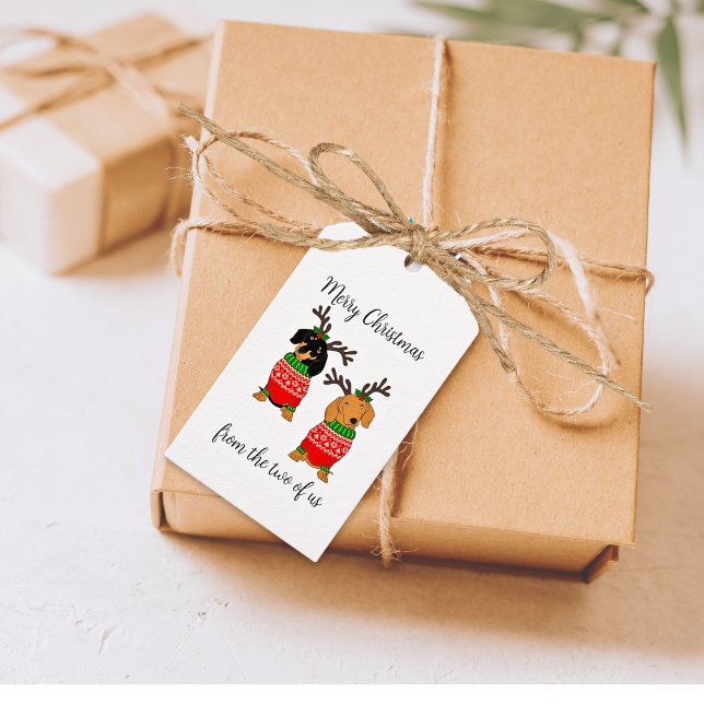 Etiqueta Para Presente Feliz Natal Dois Dachshances Desenterrados (Criador carregado)