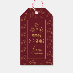 Etiqueta Para Presente Feliz Natal dourado decorativo dos flocos de neve
