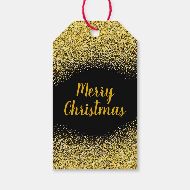 Etiqueta Para Presente Feliz Natal Dourado Glitter (Frente)